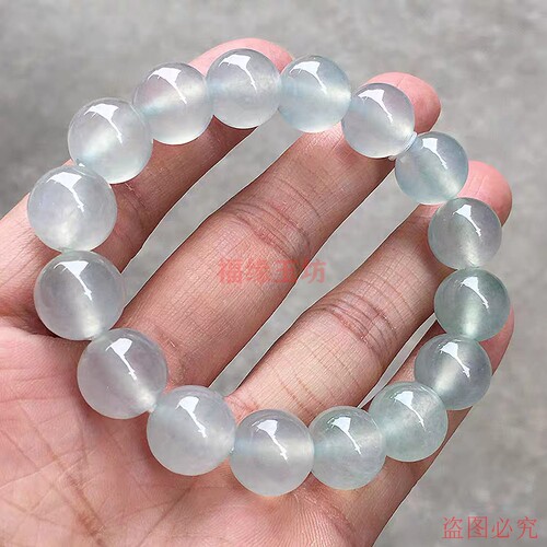 玻璃种高档翡翠手链珠链女款