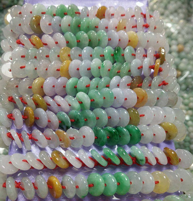 保缅甸翡翠a货冰种平安扣黄翡