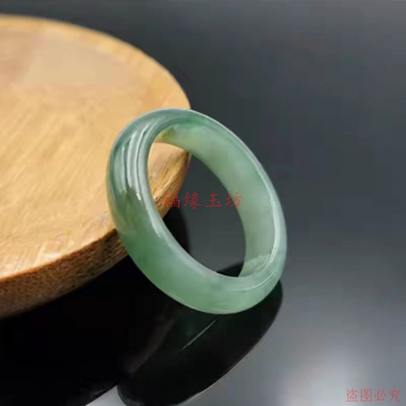 冰种翡翠色玉戒指指环