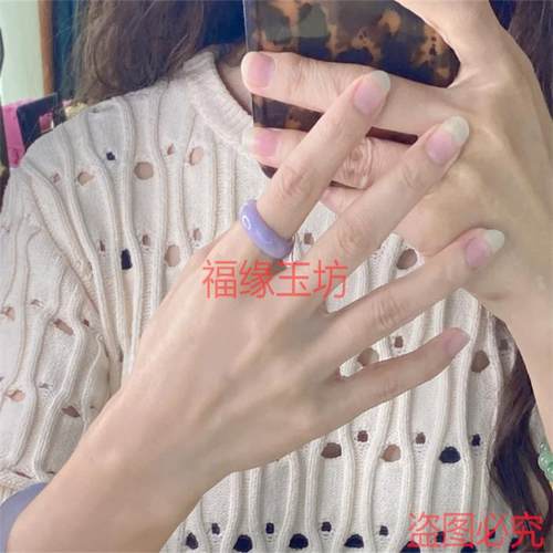 新品精品缅甸玉七彩玉紫罗兰翡翠指环女款戒指芋泥浅紫玉戒圈