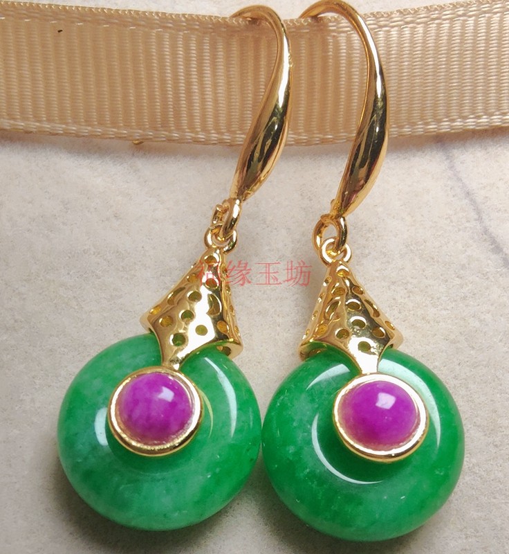 新款天然翡翠玉招财旺事业纯银玉耳环淡绿平安扣舒俱来耳坠百搭