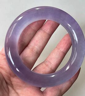 精品高档缅甸原创翡翠老坑高冰水润紫罗兰手镯圆条女款玉镯送礼盒