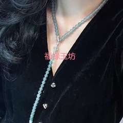 新品危料蓝水翡翠小米珠项链老坑冰种梦幻蓝万能链手串国风新中式