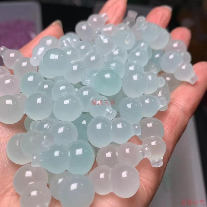天然巴山冰种浅绿散葫芦diy配件