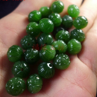 和田玉碧玉莲花珠俄罗斯碧玉莲花散珠配件手链耳饰配珠