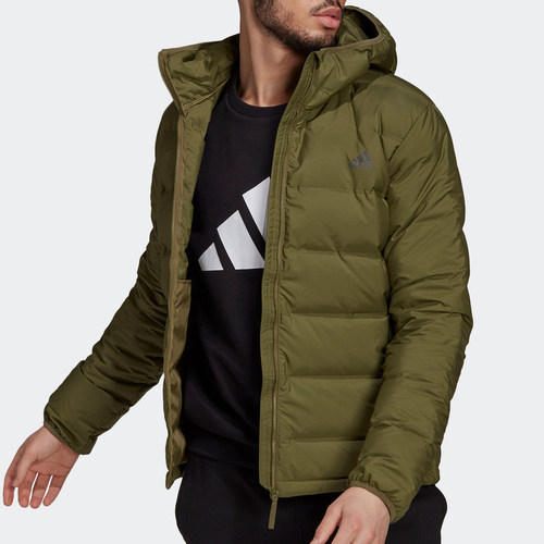 阿迪达斯男连帽反光运动羽绒服