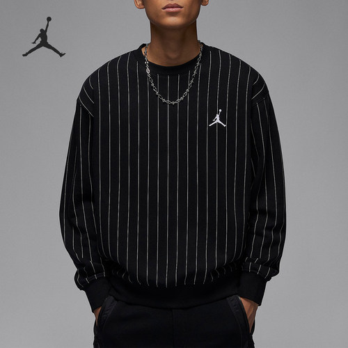 Nike/耐克正品JORDAN男士条纹加绒运动圆领休闲套头衫FN6355
