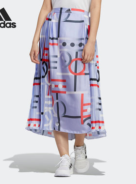 Adidas/阿迪达斯正品夏季新款女子缎面印花运动半身裙H09675