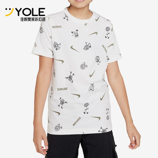 耐克正品 T恤FD3968 新款 休闲印花短袖 100 大童运动时尚 Nike