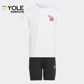 阿迪达斯正品 短裤 夏季 Adidas 新款 小童运动短袖 套装 H22613