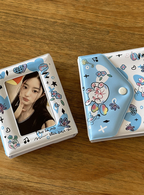 原创ins风蓝色天使小羊一宫格卡册按扣3寸拍立得相册爱豆小卡卡包