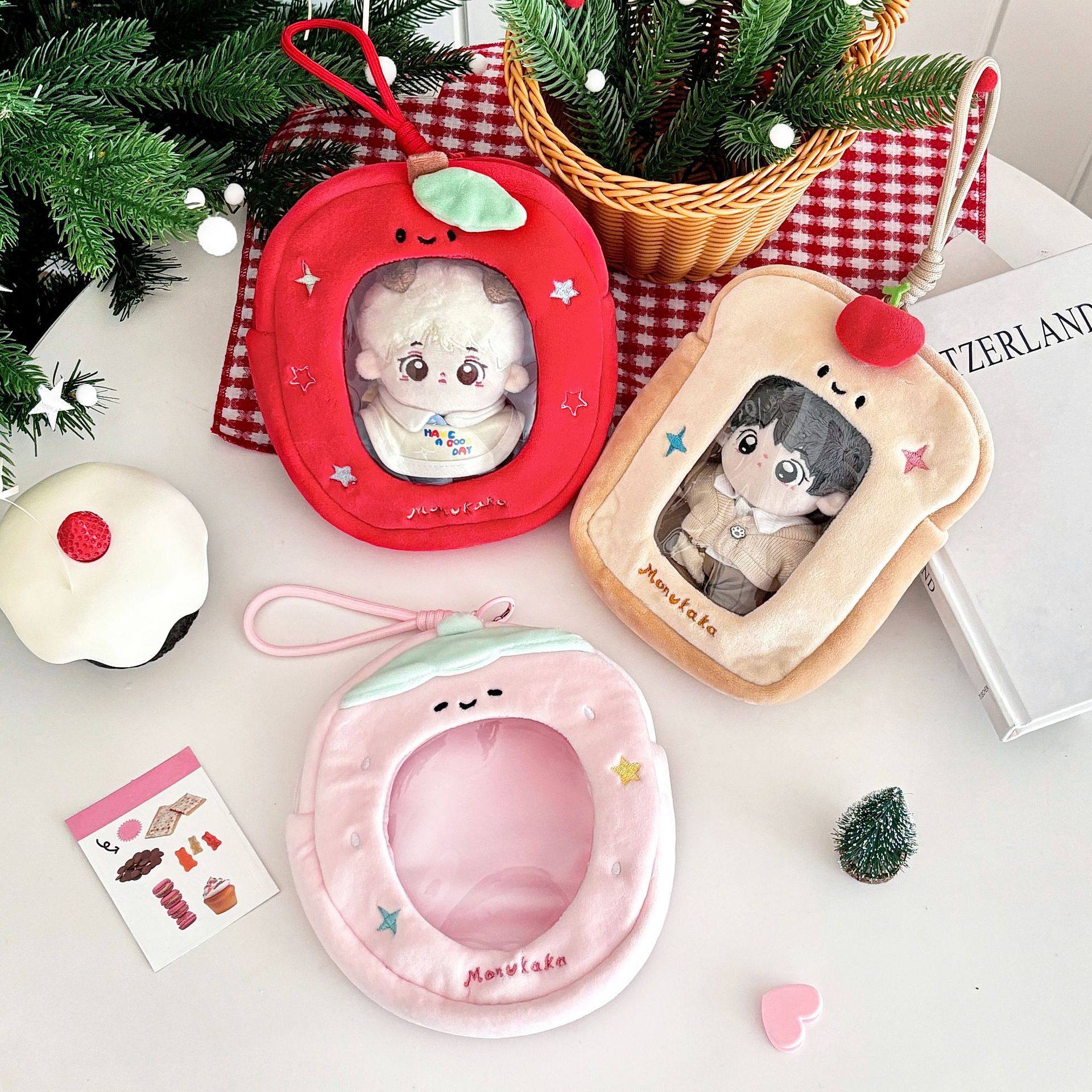 绿叶草莓娃包毛绒卡通15cm公仔娃包娃用收纳包收纳袋遛娃包包挂件,模玩/动漫/周边/娃圈三坑/桌游,娃包,淘宝优惠券,粉丝福利购,淘宝优惠卷