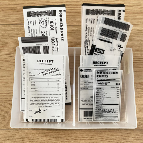 韩国ins风oddball小众复古机票英文硫酸纸黑白手帐拼贴装饰素材纸