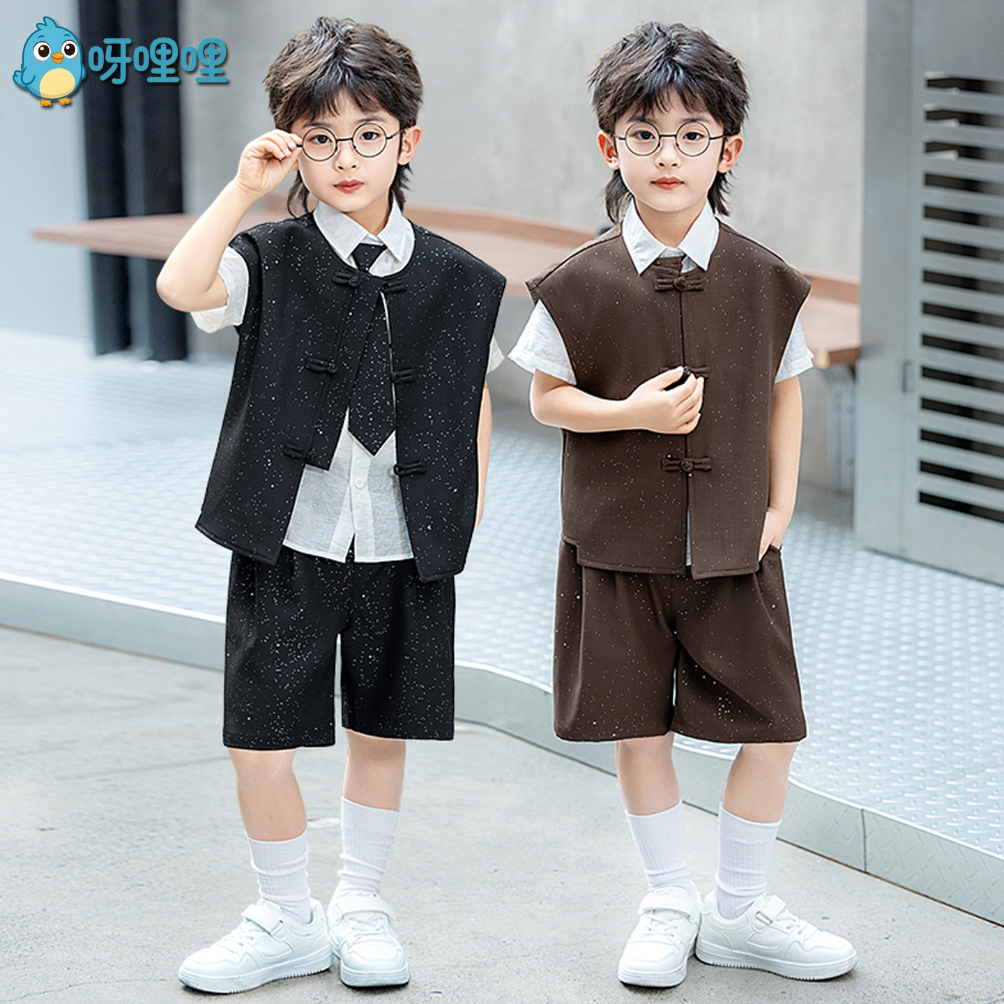 男童夏季新中式唐装马甲演出服