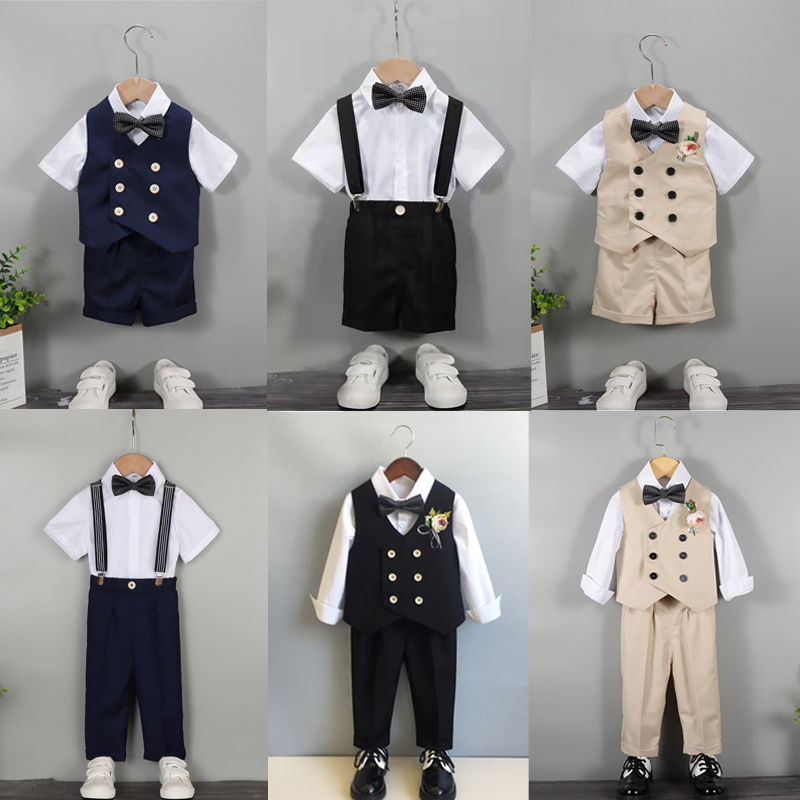 儿童西装套装男童夏季帅气英伦花童礼服春秋小西服周岁礼服男宝宝