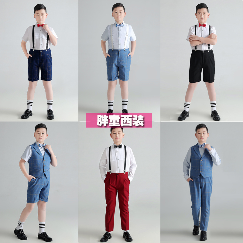 胖童儿童西装套装男童帅气英伦风春秋季加宽花童礼服宽松西服夏款