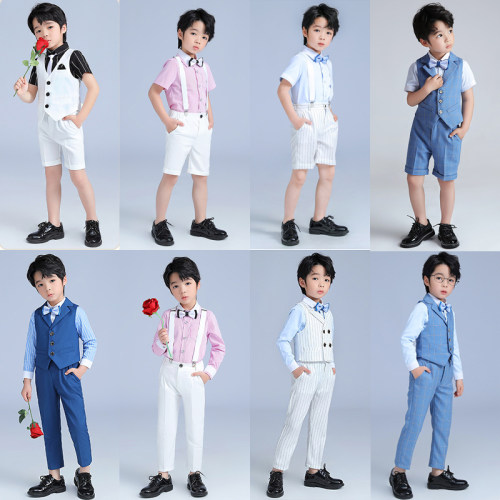 儿童礼服套装夏季男童小西装花童演出服春秋主持英伦帅气宝宝西服