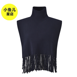 针织披肩上衣女 流苏高领无袖 高端法式 浪漫名媛风小众设计感两片式