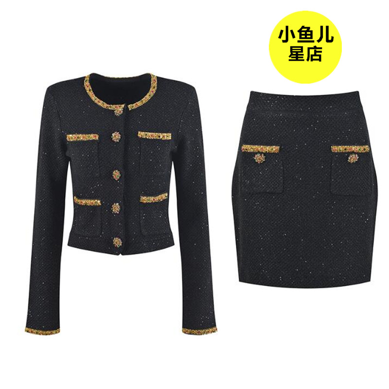 小香风重工亮片针织开衫