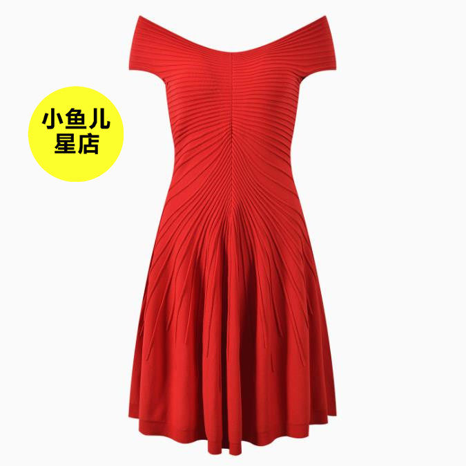 法式浪漫冬季新款名媛优雅氛围感小礼服无袖V领提花收腰A字连衣裙