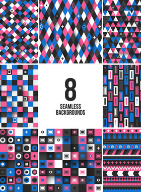 紫色 现代几何色块拼接图案ai矢量图案背景图库包平面设计素材EPS