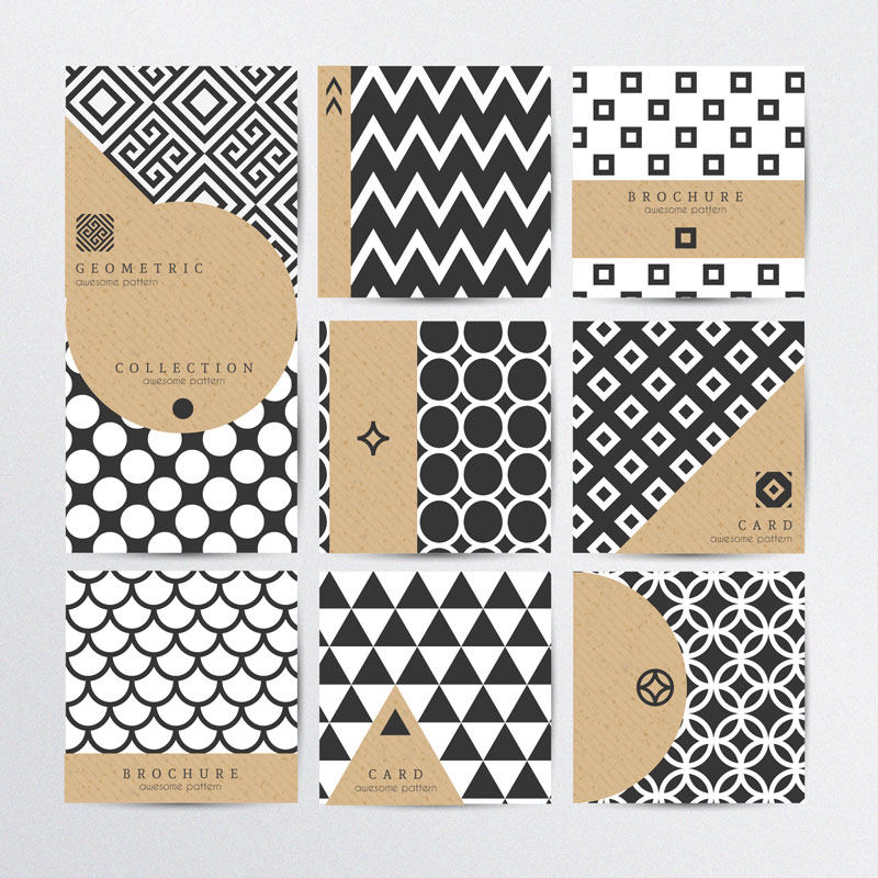 2组 图案构成排列组合 ai矢量eps卡片文件袋几何线条平面设计素材