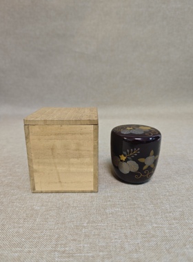 日本进口中古正品实木漆器手工金莳绘茶枣茶入茶道具