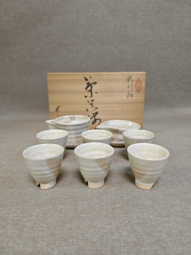 日本进口中古瓷器全新正品粉引釉茶具宝瓶套200毫升