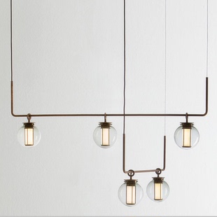 米兰后现代横杆带玻璃灯罩简约工业风餐厅工作室设计师茶室吊灯