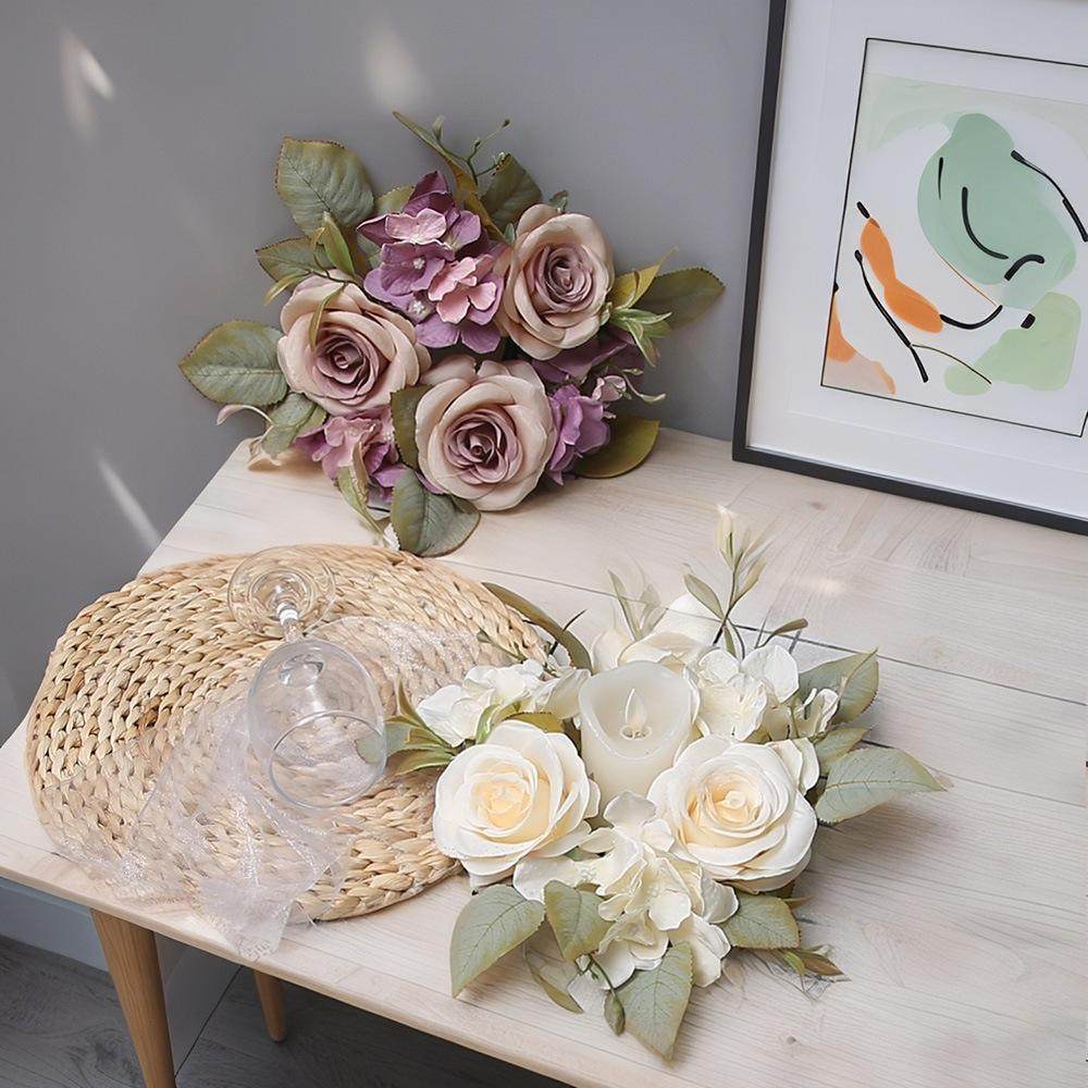 仿真花玫瑰花环绣球烛台花环小清新ins婚庆家居摄影客厅摆件假花,家居饰品,仿真花/假花,淘宝优惠券,粉丝福利购,淘宝优惠卷