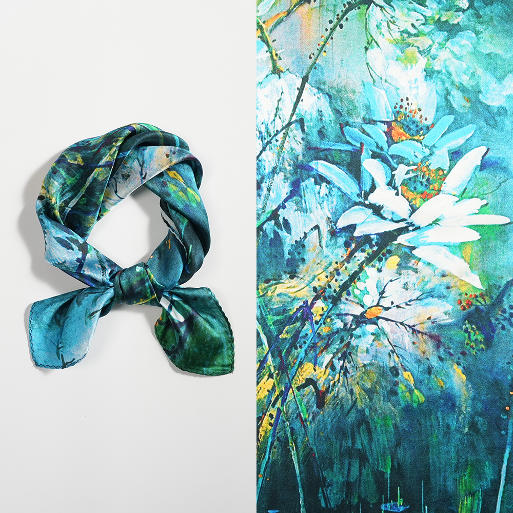 53cm真丝素绉缎小方巾100%桑蚕丝薄款女小丝巾春秋夏季中国风513#