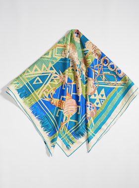 手工卷边90cm真丝斜纹绸大方巾100%桑蚕丝春夏秋季女丝巾围巾披肩