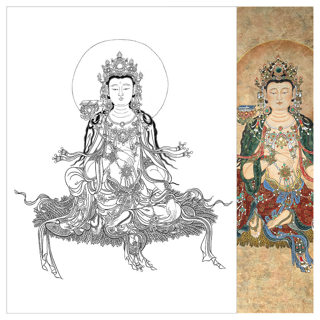 法海寺普贤菩萨白描底稿工笔画人物线稿壁画观音实物打印稿临摹稿,文具电教/文化用品/商务用品,其它印刷制品,淘宝优惠券,粉丝福利购,淘宝优惠卷