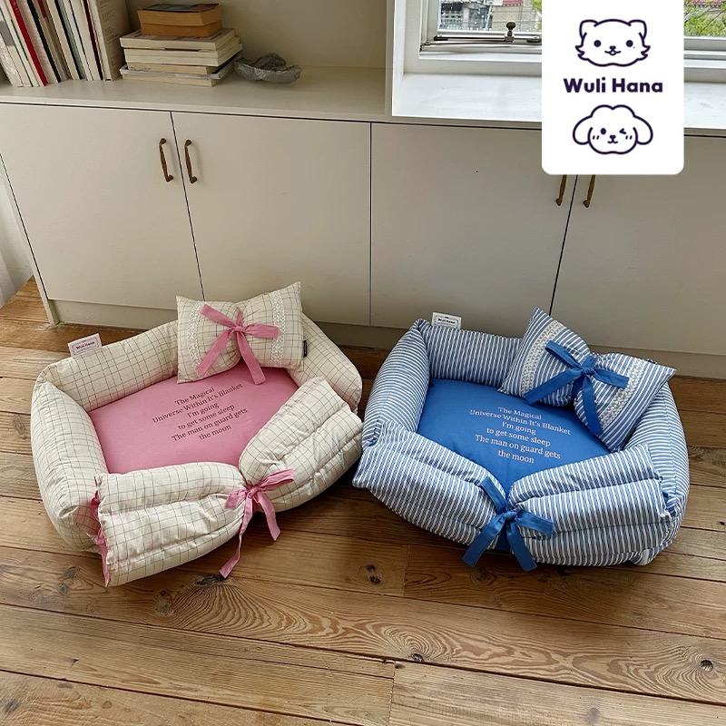 【送抱枕】窝里横Wuli Hana原创宠物窝纯棉狗窝可拆洗四季蝴蝶结