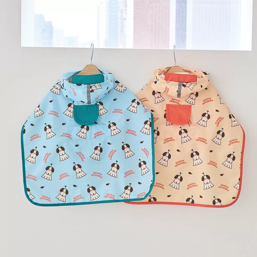 【宠物雨衣】韩国bennys宠物可爱印花反光条连帽抽绳斗篷雨衣正品