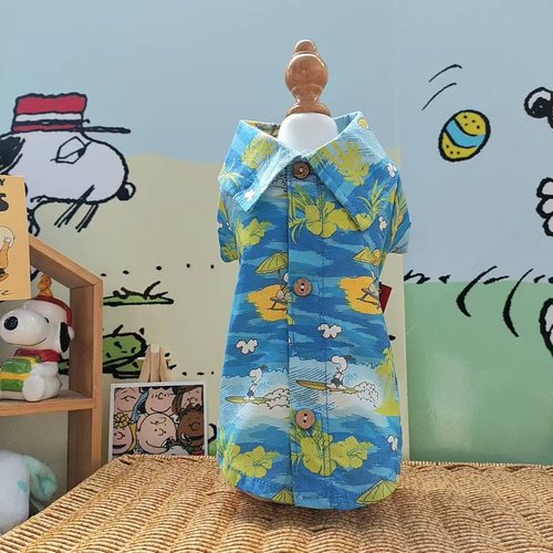 【度假风】正版史努比春夏天丝轻薄透气宠物狗狗衣服背心海滩衬衫