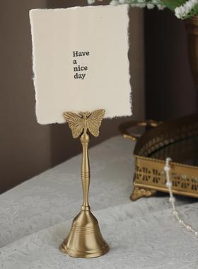 印度进口卡片架蝴蝶摇铃餐铃餐厅菜单架装饰摆件价格展示架留言夹