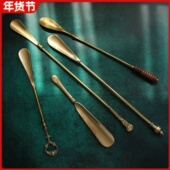 进口全黄铜鞋 器手工制作复古高档纯黄铜礼品送长辈礼 拔子加长提鞋