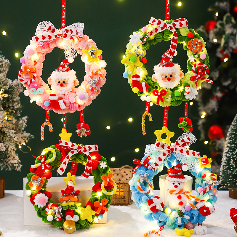 圣诞节手工编织装饰品扭扭棒diy材料包节日礼物场景布置挂环挂饰