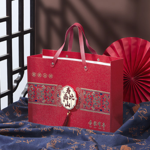新款磨砂中式回礼袋寿宴手提袋结婚过寿生日快乐礼品空喜糖袋