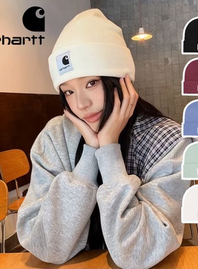 正品carhartt wip卡哈特帽子冷帽男女款冬针织帽大头围护耳毛线帽