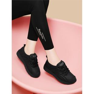全黑色阿甘平底板鞋女款2025新款秋季轻便软底休闲运动旅游小黑鞋