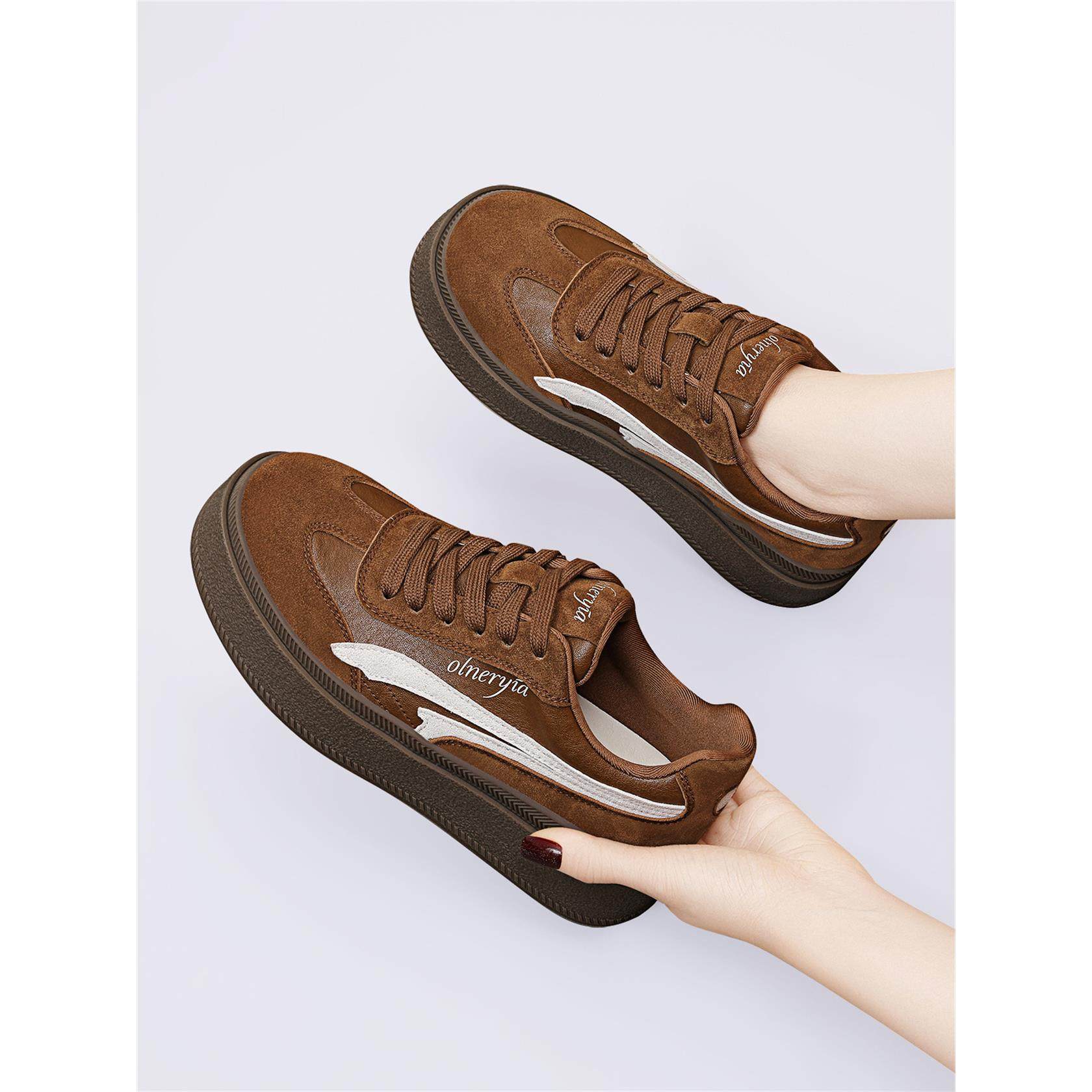 覆古增高板鞋女2025秋季新款百搭小众松糕厚底休闲德训鞋,女鞋,德训鞋,淘宝优惠券,粉丝福利购,淘宝优惠卷