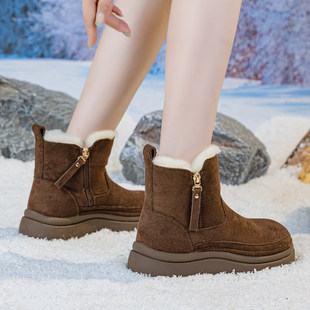 雪地靴子2025冬季新款加绒加厚保暖厚底小个子增高马丁靴短靴女款