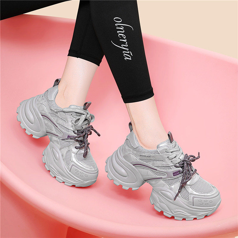 灰色老爹鞋女款小个子增高2026新款春季百搭网面透气休闲运动鞋子,女鞋,时尚休闲鞋,淘宝优惠券,粉丝福利购,淘宝优惠卷