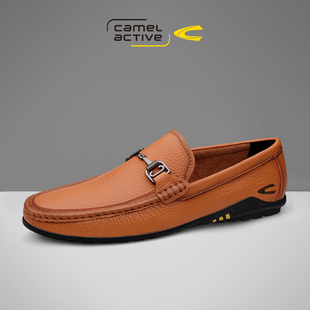 德国骆驼动感男鞋2025新款豆豆鞋真皮软底一脚蹬懒人外穿休闲皮鞋