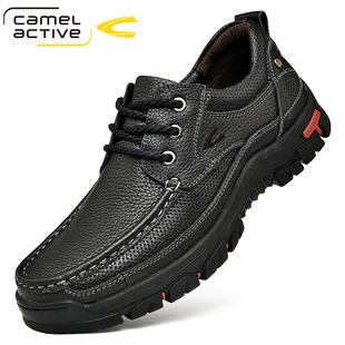 德国骆驼动感男鞋2025春季真皮休闲皮鞋潮流户外登山鞋软底爸爸鞋