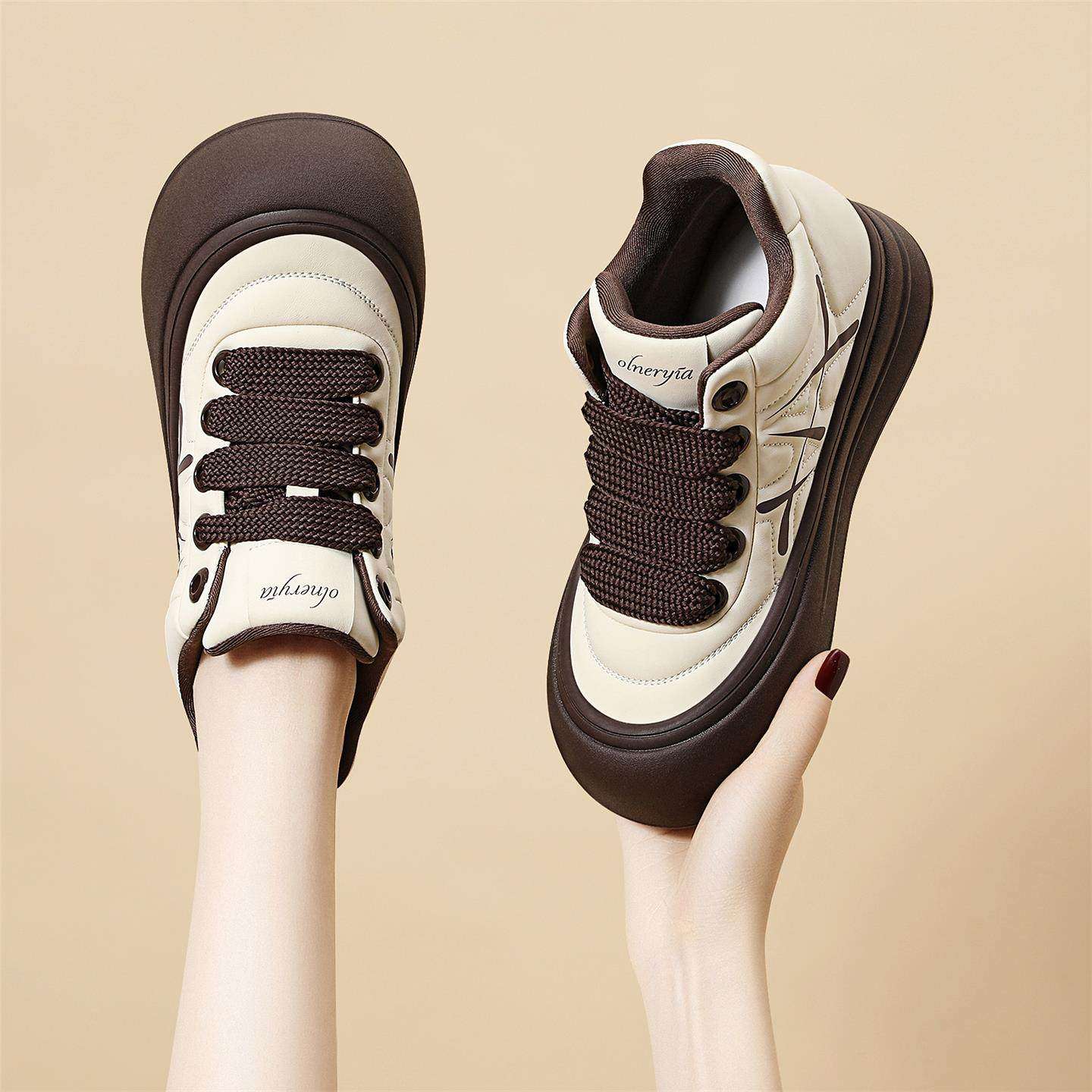 爆款小众厚底板鞋女覆古德训鞋2025新款秋冬季松糕休闲运动面包鞋,女鞋,德训鞋,淘宝优惠券,粉丝福利购,淘宝优惠卷