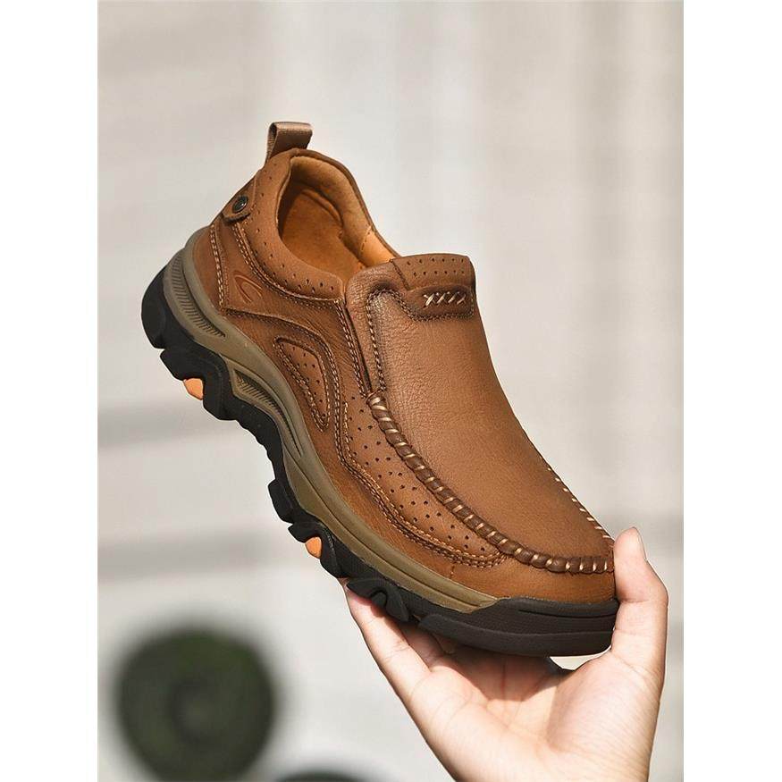 德国骆驼动感休闲皮鞋男款2025年秋冬软底真皮大头鞋一脚蹬爸爸鞋