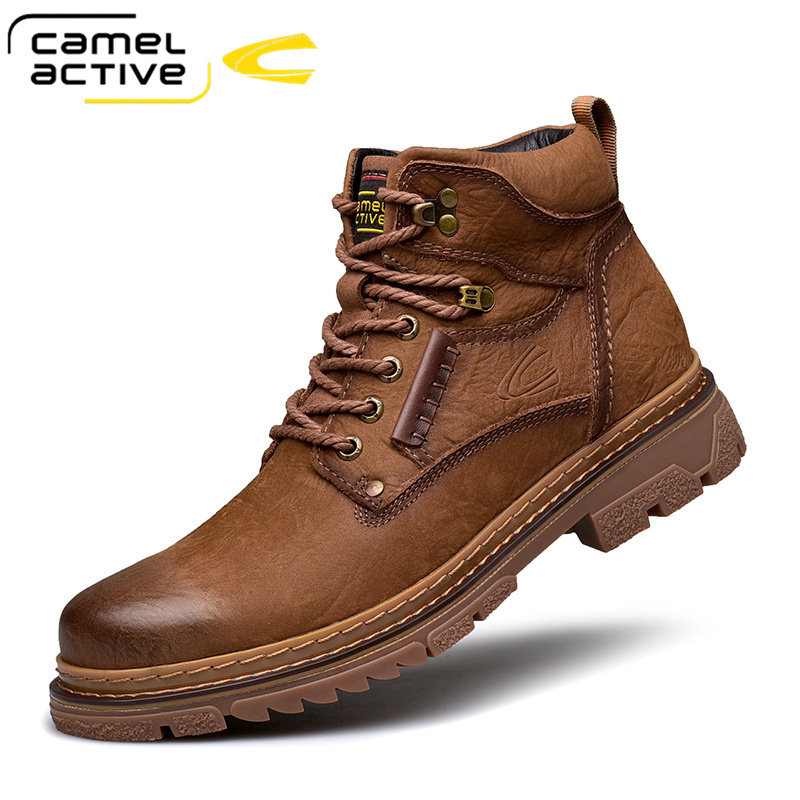 Camel Active/骆驼动感高帮工装鞋秋冬马丁靴真皮加绒保暖棉鞋男